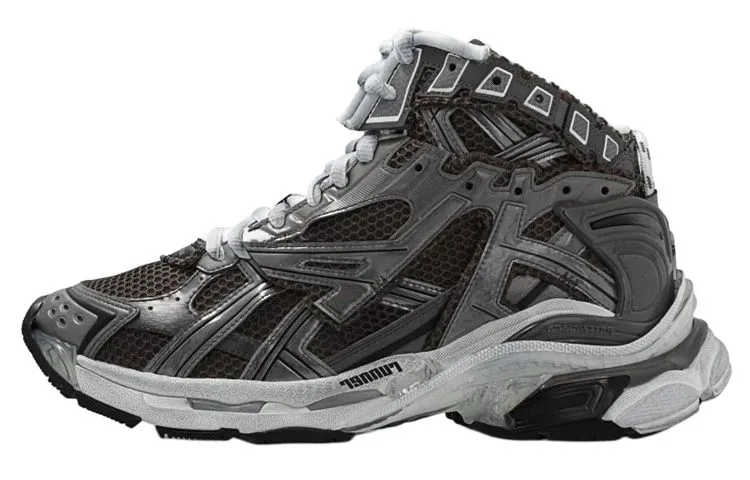 Balenciaga Runner High Top Sneakers 'Grey Nylon Suede Like Fabric'