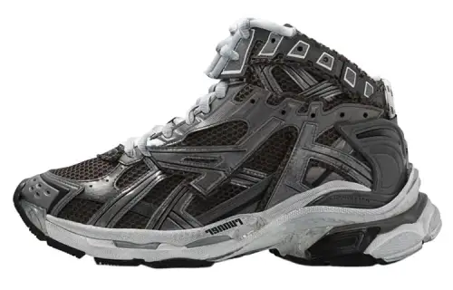 Balenciaga Runner High Top Sneakers 'Grey Nylon Suede Like Fabric'