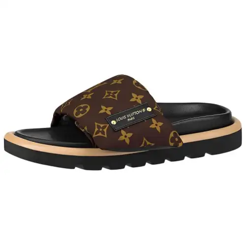 LOUIS VUITTON Pool Pillow Comfort Slide Slippers Women's Brown
