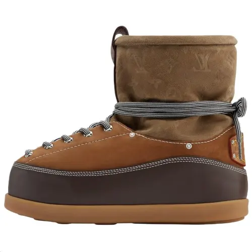 LOUIS VUITTON Nigo Collaboration Yeti FW25 Short Mid Calf Snow Boots Men's Brown