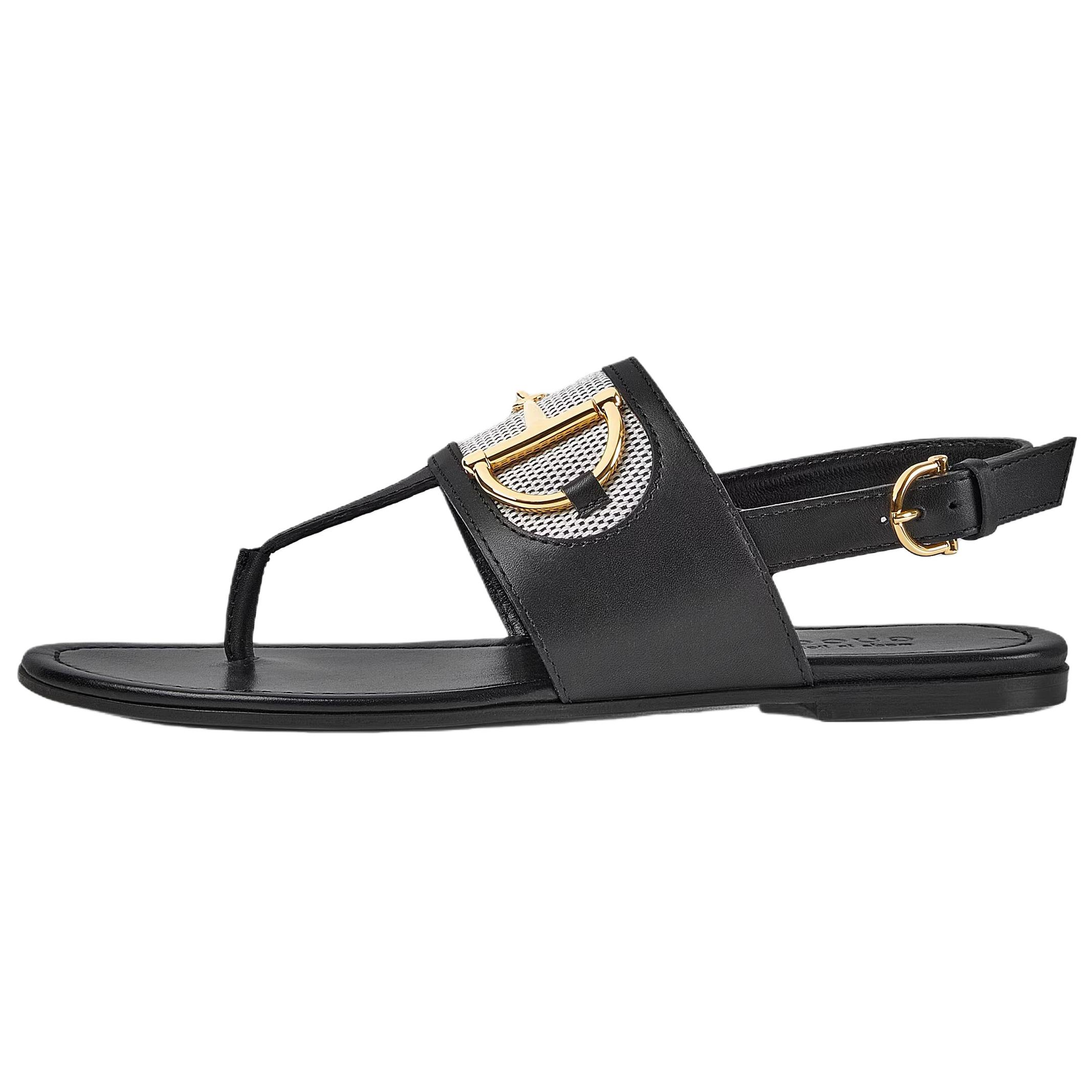 Женские сандалии Gucci Horsebit (черные)