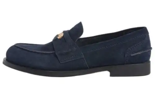 MIU MIU Leather Loafers Women's Marine Blue
