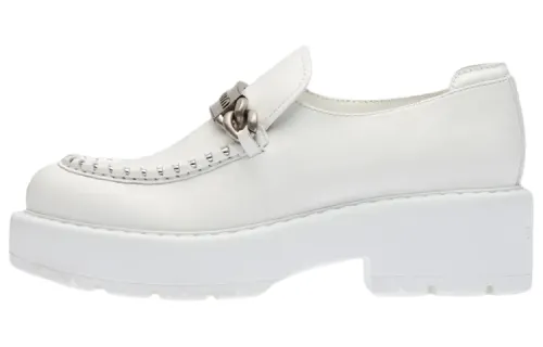 MIU MIU Boyfriend Leather Women's Casual Shoes 5.5cm Women's White