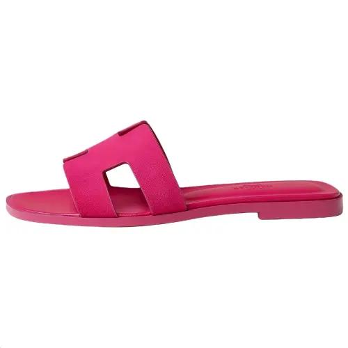 HERMES Oran Slide Slippers 1cm Women's Rose Red