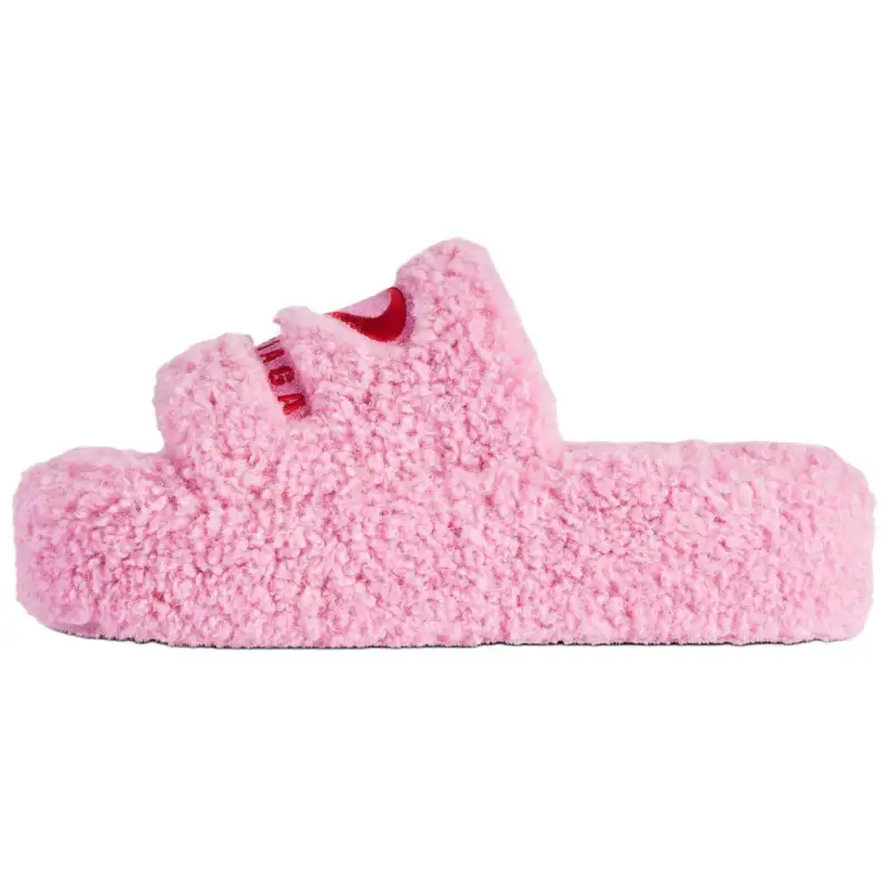 Balenciaga Furry Slide Slippers 5cm Women's Pink