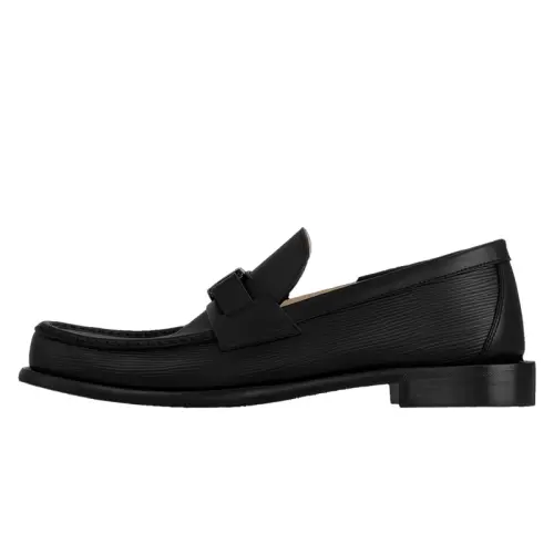 LOUIS VUITTON Major Cow Leather Loafers Men's Black