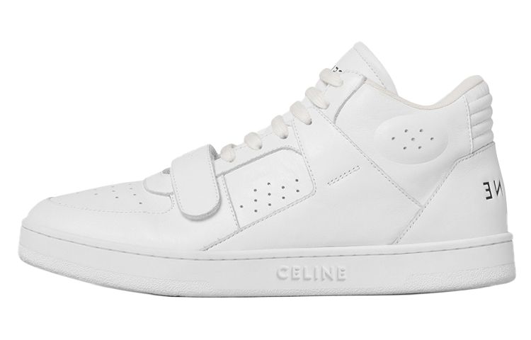 CELINE Cow Leather Mid top Skateboard Shoes Women's Neon White