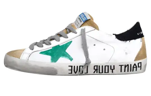 Golden Goose Super Star Leather Low top Stylish Skateboarding Shoes Men's White Green Distressed