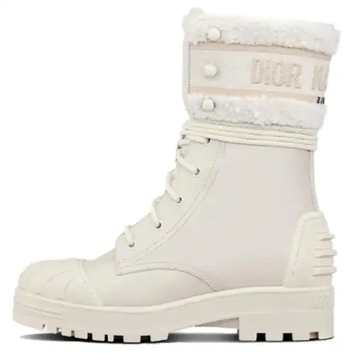 DIOR D Major Crew Combat Boots Women's Ecru