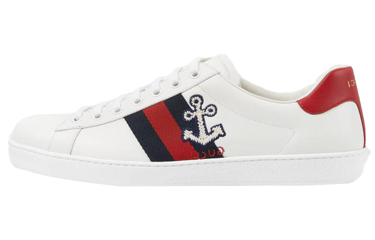 Мужские кеды Gucci ACE (бело-красные) — фото 1