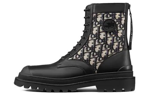 DIOR Explorer Short Combat Boots Men's Black Beige