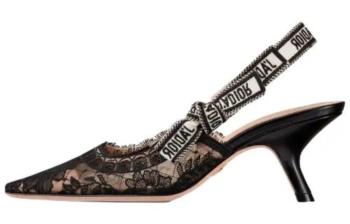 DIOR Leather Irregular Heel High Heels 6.5cm Women's Black