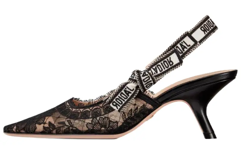 DIOR Leather Irregular Heel High Heels 6.5cm Women's Black
