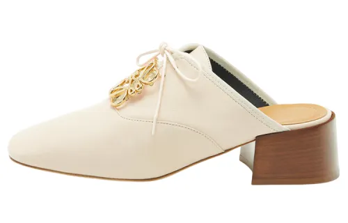 LOEWE Leather Closed Toe Slippers Women's White
