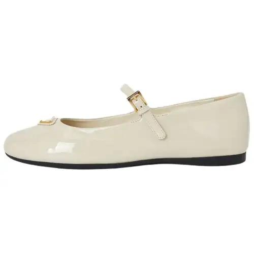 PRADA Ballerina Flat Mary Jane Shoes Women's Ecru