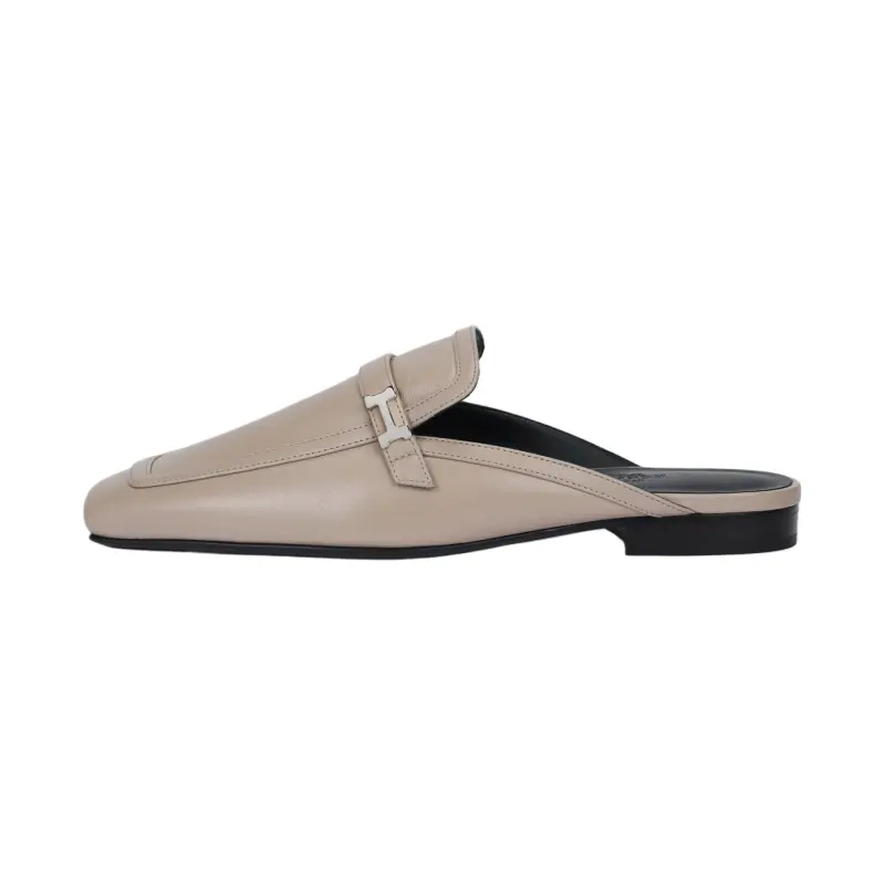HERMES Groupie Closed Toe Slippers Women's Gray Yellow Beige