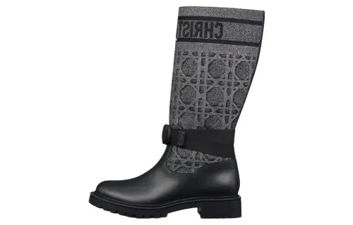 DIOR D Major Leather Knee high Boots Women's Black
