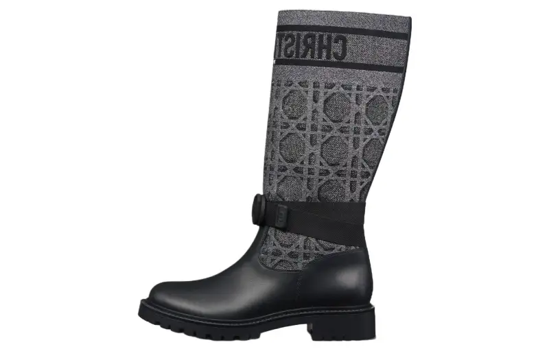 DIOR D Major Leather Knee high Boots Women's Black