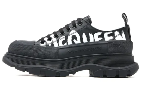 Alexander McQueen Graffiti Tread Slick Lace Up Shoes 'Black White'