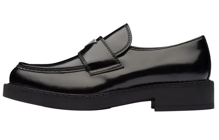 PRADA Chocolate Brushed Leather Loafers
