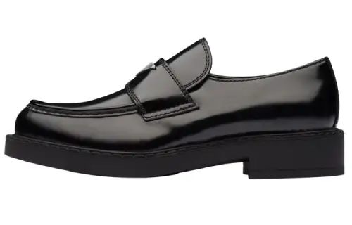 PRADA Chocolate Brushed Leather Loafers