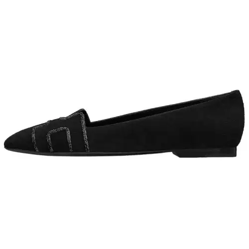 HERMES Swan Ballet Shoes Women's Casual Shoes Women's Black
