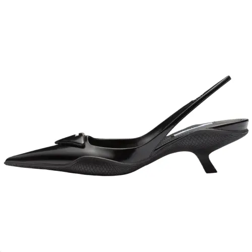 PRADA 30mm Sling Back Pumps Black Brushed Leather