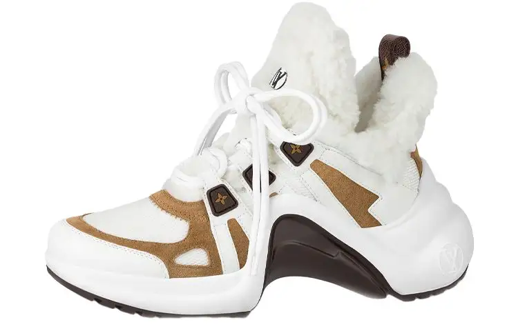 LOUIS VUITTON Lv Archlight Shearling Sneakers 'White Brown' Women's
