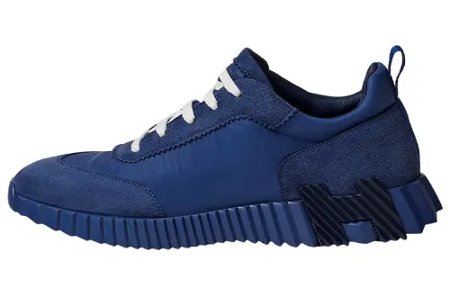 HERMES Bouncing Leather Low top Sports Casual Shoes Men's Blue