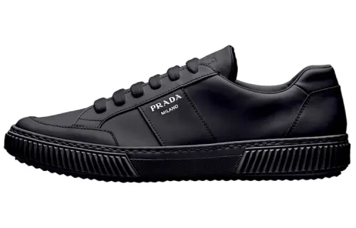 PRADA Cow Leather Stylish Skateboarding Shoes Men's Black