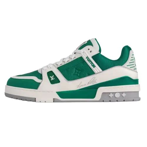 LOUIS VUITTON Trainer Cow Leather Low top Skateboard Shoes Men's Green