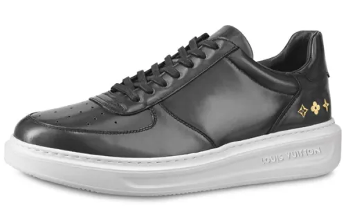 LOUIS VUITTON Beverly Hills Cow Leather Low top Stylish Skateboarding Shoes Men's Coal Gray
