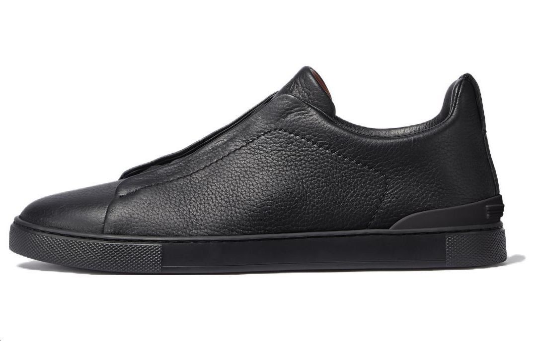 Ermenegildo Zegna Leather Low top Skateboard Shoes Men's Black