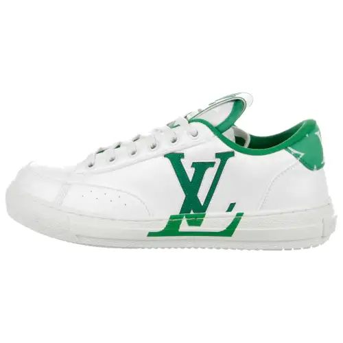 LOUIS VUITTON Charlie Leather Low top Stylish Skateboarding Shoes Men's White Green