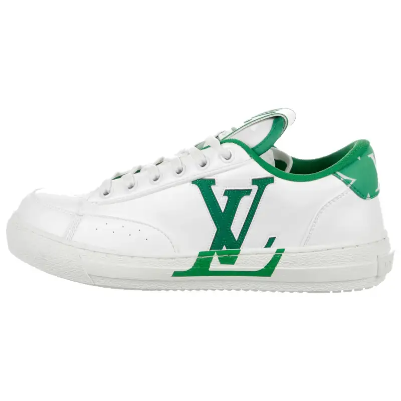 LOUIS VUITTON Charlie Leather Low top Stylish Skateboarding Shoes Men's White Green