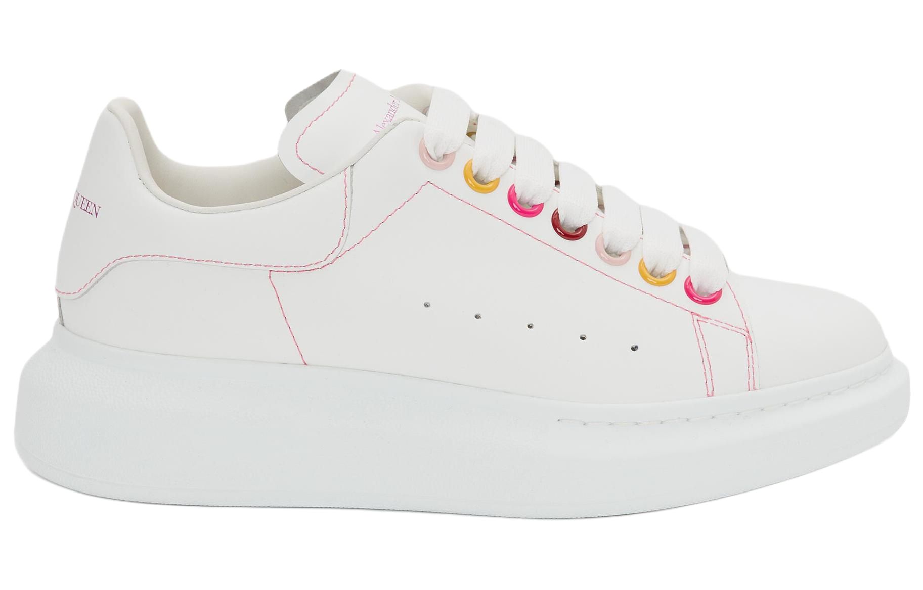 Женские кроссовки Alexander McQueen Oversized Sneaker (белые с цветным задником) — фото 2