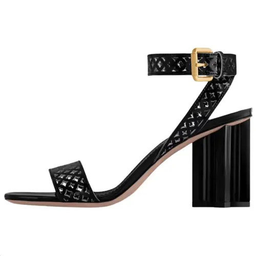 LOUIS VUITTON Silhouette One Strap Sandals 8cm Women's Black