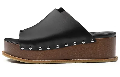 HERMES Ellipse Rubber Sole Quick Dry Slide Slippers Women's Black