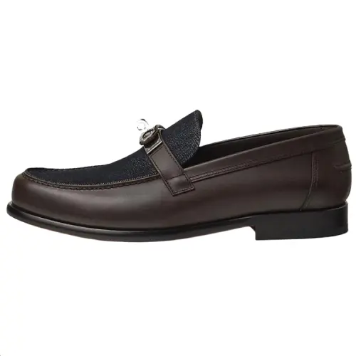 HERMES Destin Loafers Men's Dark Brown