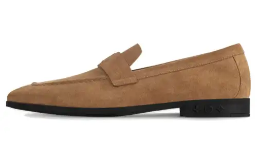 LOUIS VUITTON Glove Cow Leather Loafers Men's Brown