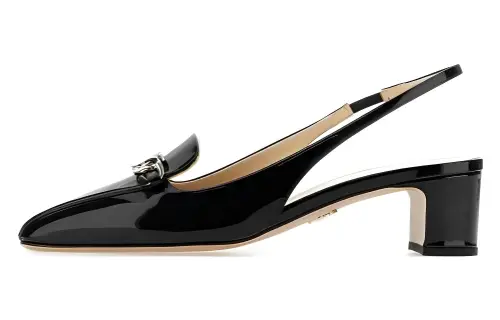 PRADA Leather Block Heel High Heels 4.5cm Women's Black