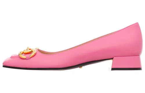 GUCCI Horsebit Leather Casual Shoes Women's Pink