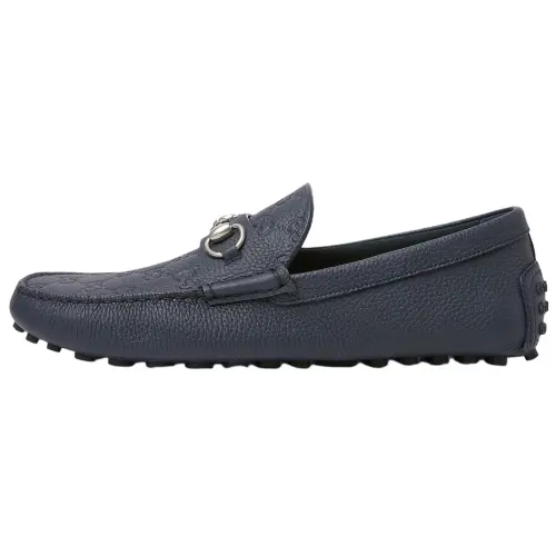 GUCCI Horsebit Gommino Loafers Men's Blue