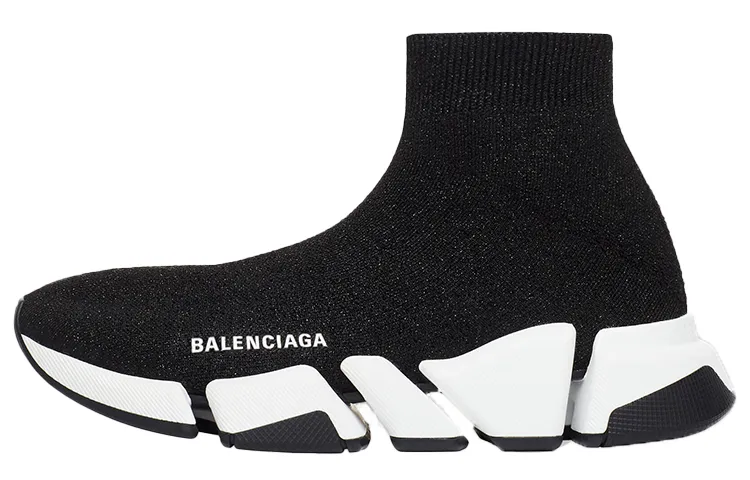 Balenciaga Speed 2.0 Black White Shiny Women's