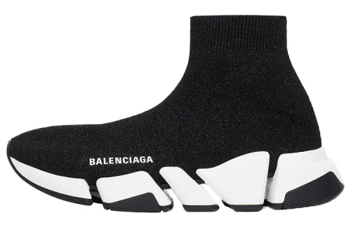 Balenciaga Speed 2.0 Black White Shiny Women's