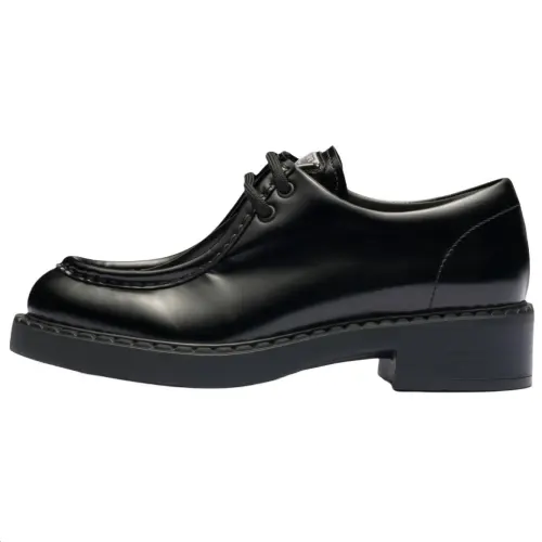 PRADA Women's Brushed Leather Lace-Up 'Black'