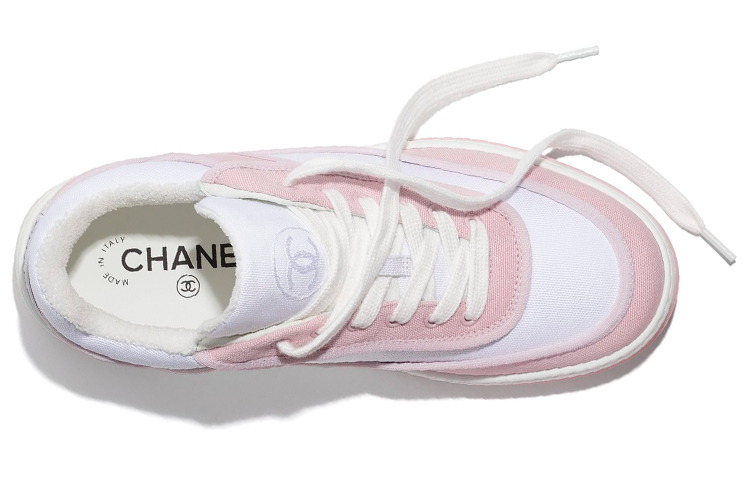 Женские кеды Chanel (розово-белые) — фото 4