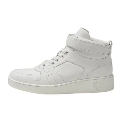 HERMES Freestyle Cow Leather High top Skateboard Shoes Women's White
