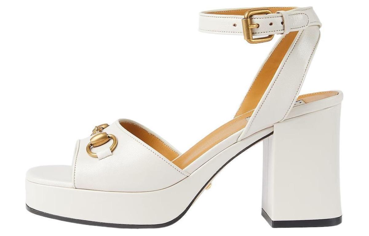 Женские сандалии Gucci Horsebit (белые)