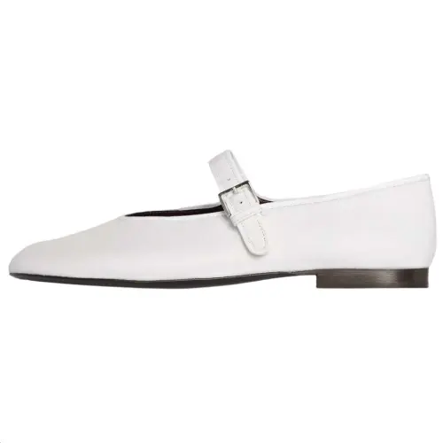 THE ROW Boheme MJ Leather Flat Mary Jane Shoes Women's White